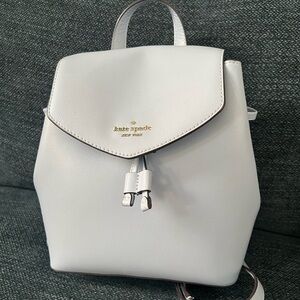 Baby blue Kate Spade Lizzie leather Medium Flap Backpack Drawstring